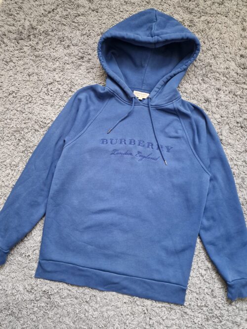 Burberry Hoodie Embroidered Logo Blue