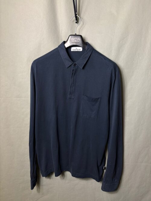 Stone Island Pocket Long Sleeve Polo – Navy